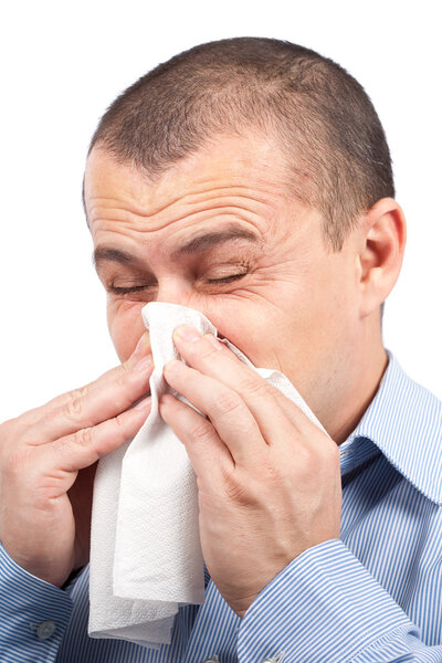 Young man with flu