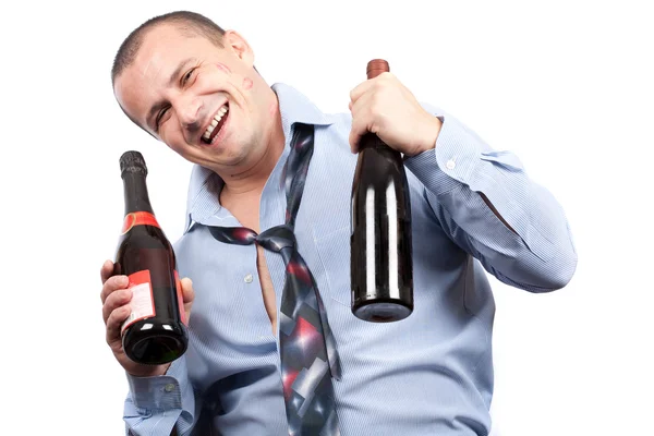 Funny drunk businessman — Zdjęcie stockowe