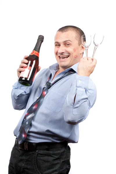 Funny drunk businessman — Zdjęcie stockowe