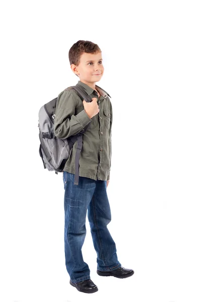 Cute schoolboy with backpack Stock Photo