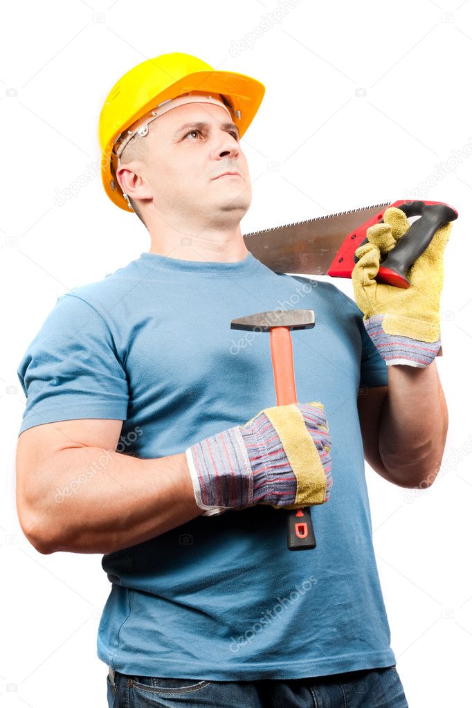 Blue collar worker with tools