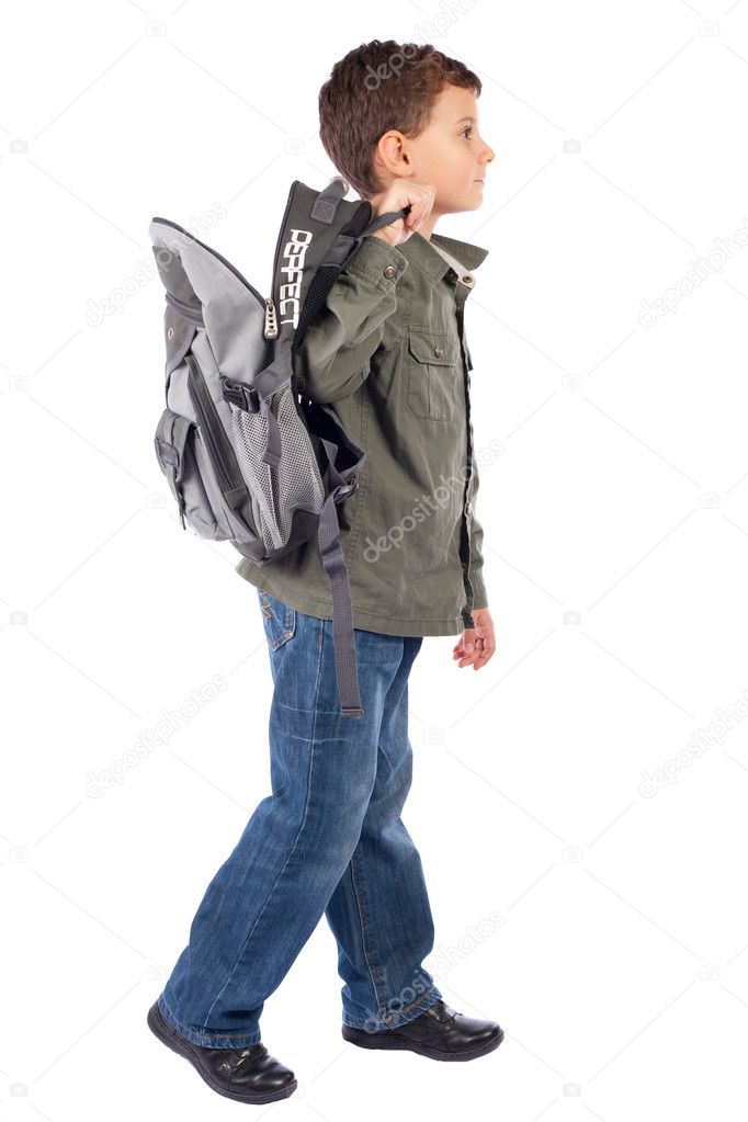 Cute schoolboy with backpack