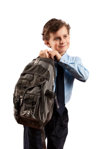 Skolpojke med väska — Stockfoto