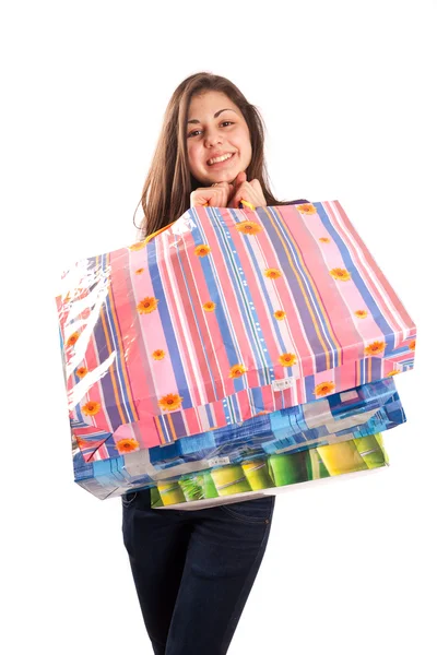 Young lady with bags — Stockfoto