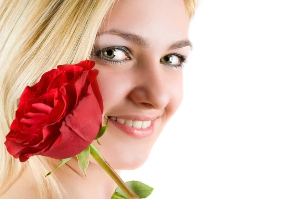Όμορφη κοπέλα με τριαντάφυλλο — Φωτογραφία Αρχείου