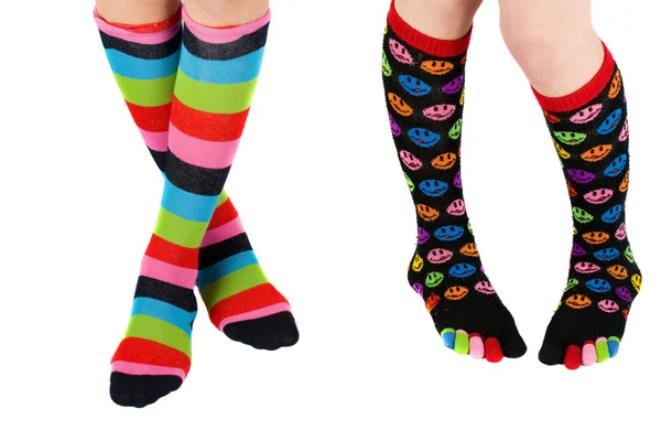Nohy s barevné punčochy — Stock fotografie