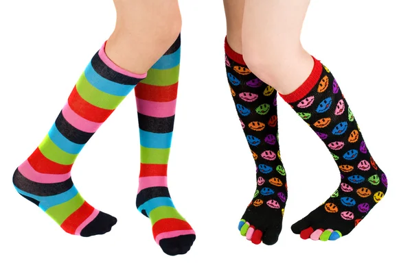 Legs with colorful stockings — Stock Photo, Image