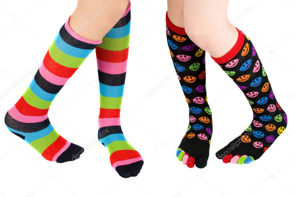 Legs with colorful stockings