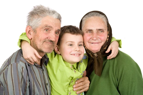 彼らの孫と幸せな老夫婦 — ストック写真