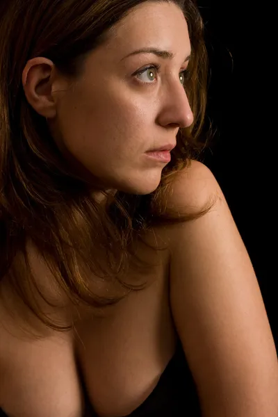 Beautiful woman on black background — Stock Photo, Image