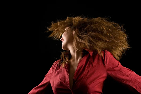 Linda loira lançando cabelo — Fotografia de Stock