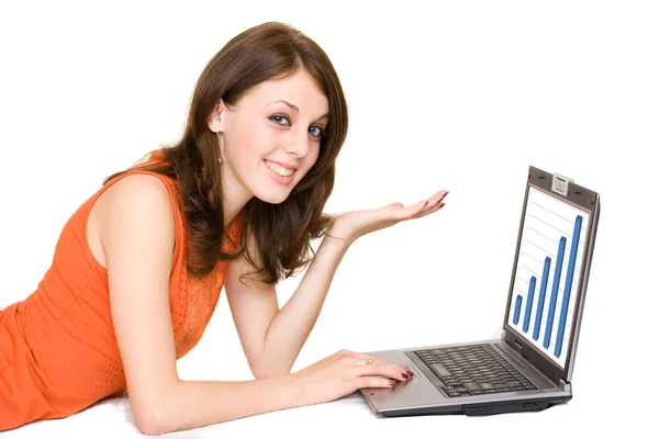 Geschäftsfrau mit Laptop — Stockfoto