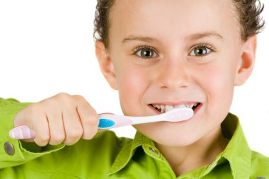 Child brushing teeth clipart