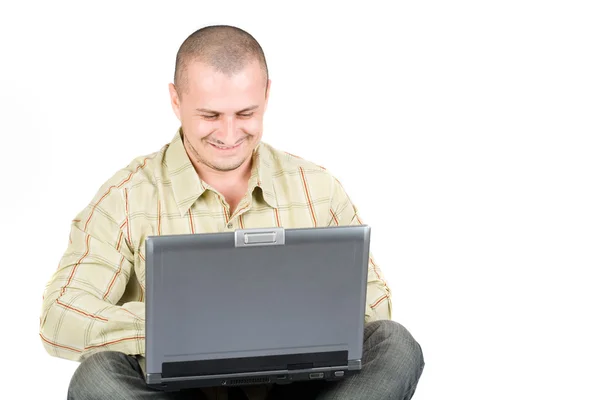 Casual affärsman med laptop — Stockfoto