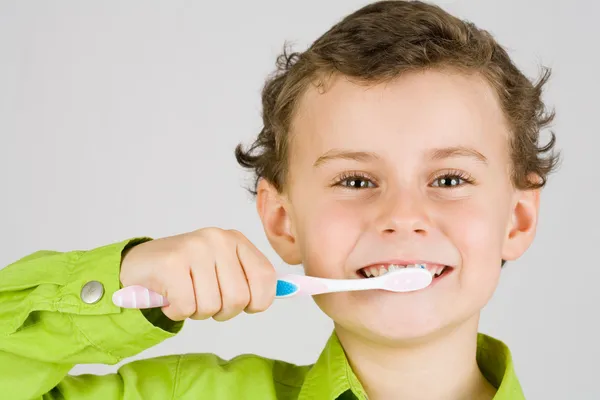 Παιδί Βούρτσισμα δοντιών — Φωτογραφία Αρχείου