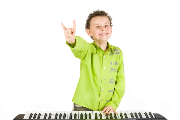 可爱的孩子弹钢琴 — 图库照片