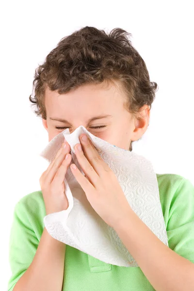 Child wiping his nose — Stock Photo, Image