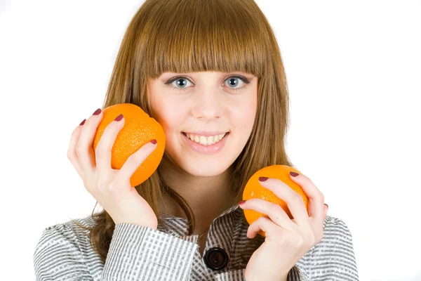 Chica con naranja — Foto de Stock