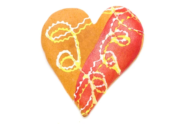 고립 된 심장 모양의 쿠키 — 스톡 사진