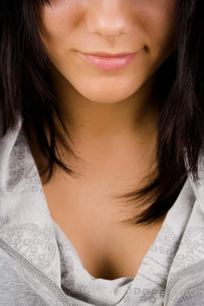 Krásná bruneta část obličeje — Stock fotografie