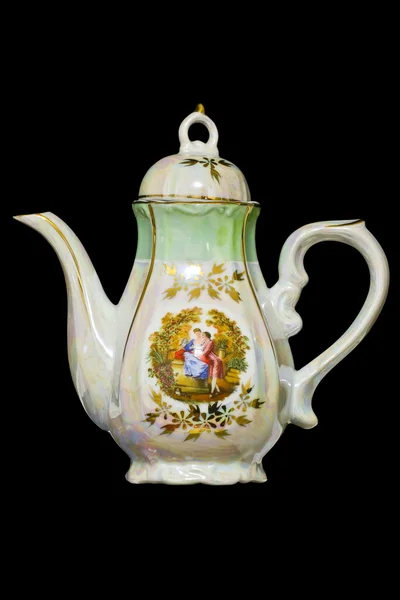 Chinese teapot isolated on black — Stock Photo, Image