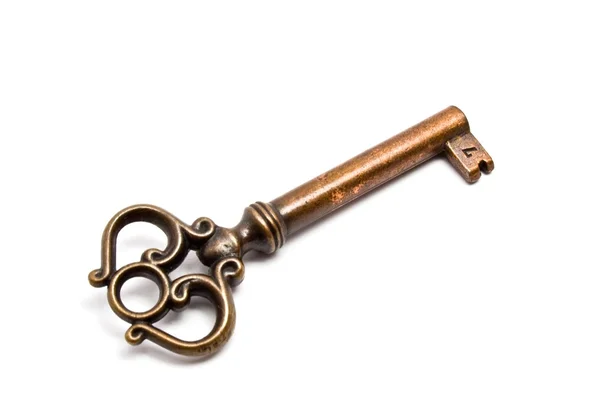 stock image Antique key isolated on white