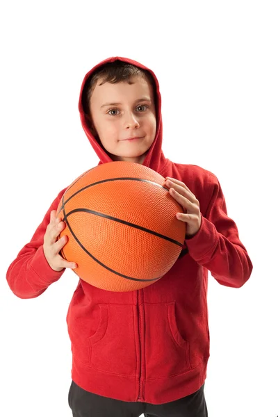 Miúdo com basquetebol — Fotografia de Stock