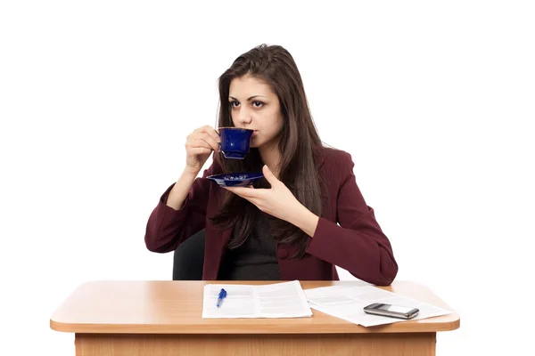 Zakenvrouw in koffiepauze — Stockfoto