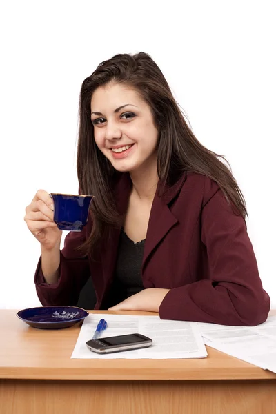 Femme d'affaires en pause café — Photo