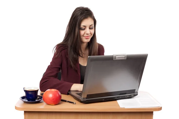 Mulher de negócios no computador portátil — Fotografia de Stock