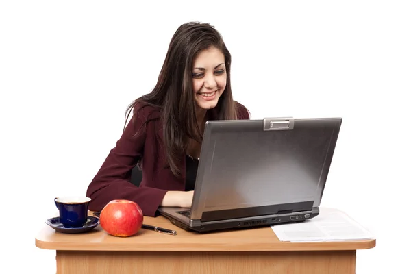 Бізнес-леді в ноутбуці — стокове фото