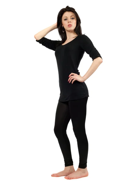 Morena vestida de preto — Fotografia de Stock