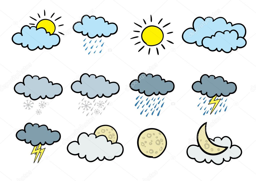 Cartoon weather icons.