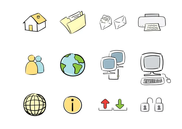 stock vector Hand-drawn Icon Set: Computer & Web