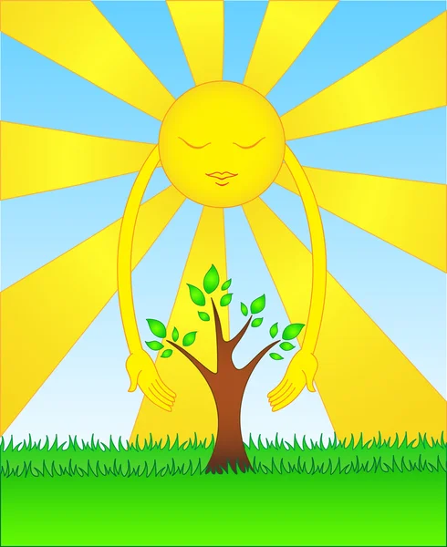 太阳热爱自然 — 图库矢量图片