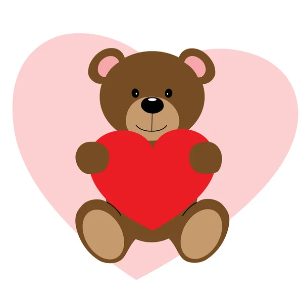 Urso de pelúcia segurando coração — Vetor de Stock