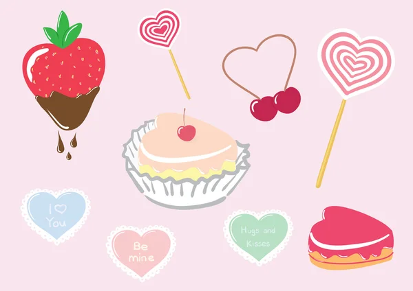 Aftelkalender voor Valentijnsdag Candy Set — Stockvector