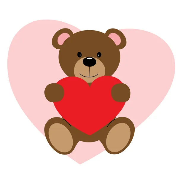 Urso de pelúcia segurando coração — Vetor de Stock