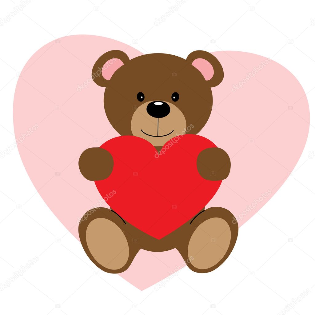 Cute Teddy Bear Holding Heart Cartoon Isolated On A Transparent ...