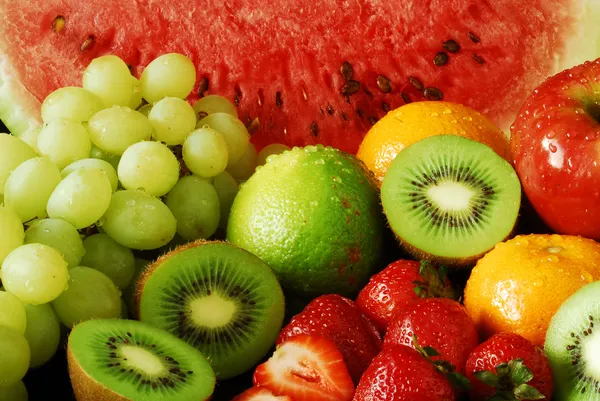 Kolorowa, świeża grupa owoców — Zdjęcie stockowe
