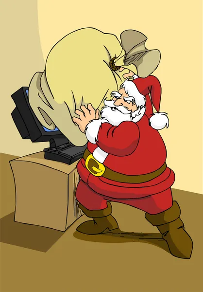 圣诞节电子商务系列: 圣诞老人在 web 上 — 图库矢量图片
