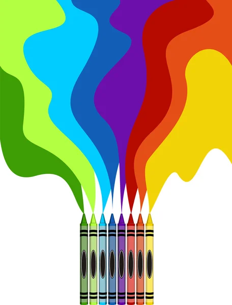 Colored crayons drawing a rainbow art — Stock Vector