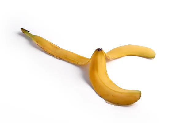 흰색 위에 고립 된 바나나 껍질. — 스톡 사진