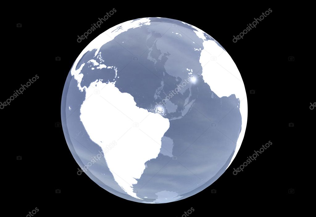 Blue planet earth on black backgrund.