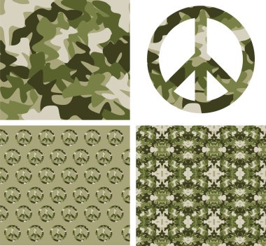 Camouflaged peace patchs clipart