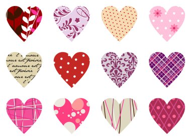 Trendy hearts pattern. Isolated on white