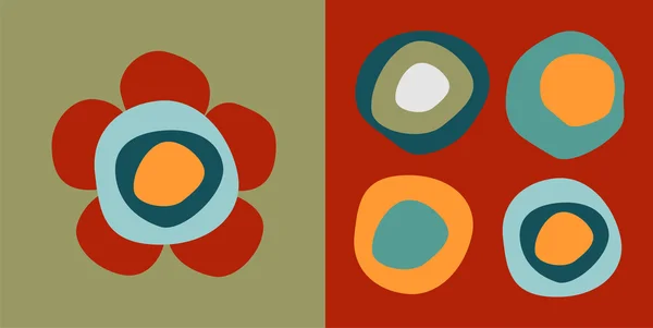 Blomma och cirklar mönster — Stock vektor
