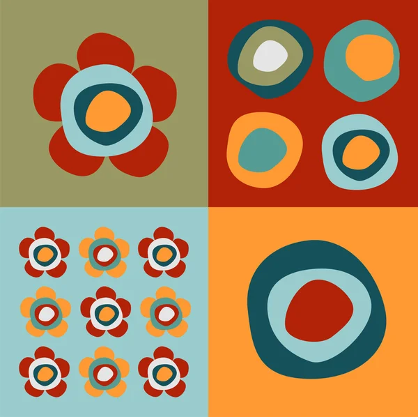 Motif fleurs et cercles — Image vectorielle