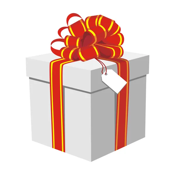 Подарункова коробка з червоною і золотою стрічкою — стоковий вектор