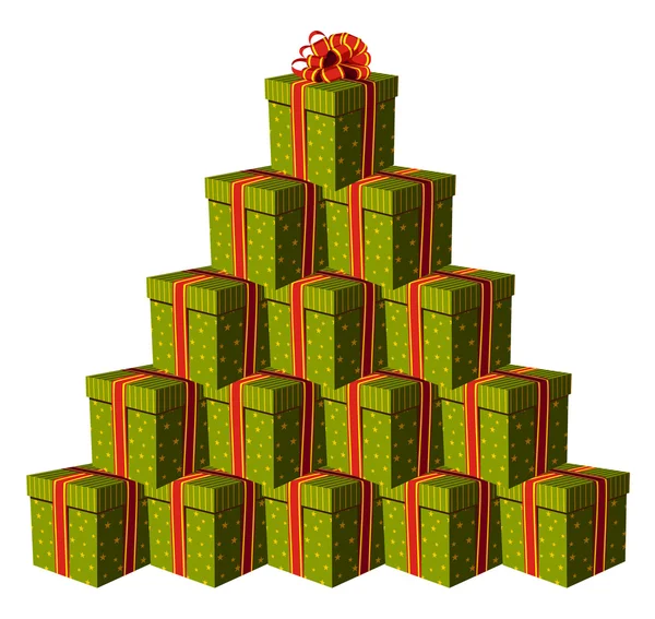 Caixas de presente formando uma árvore de Natal —  Vetores de Stock